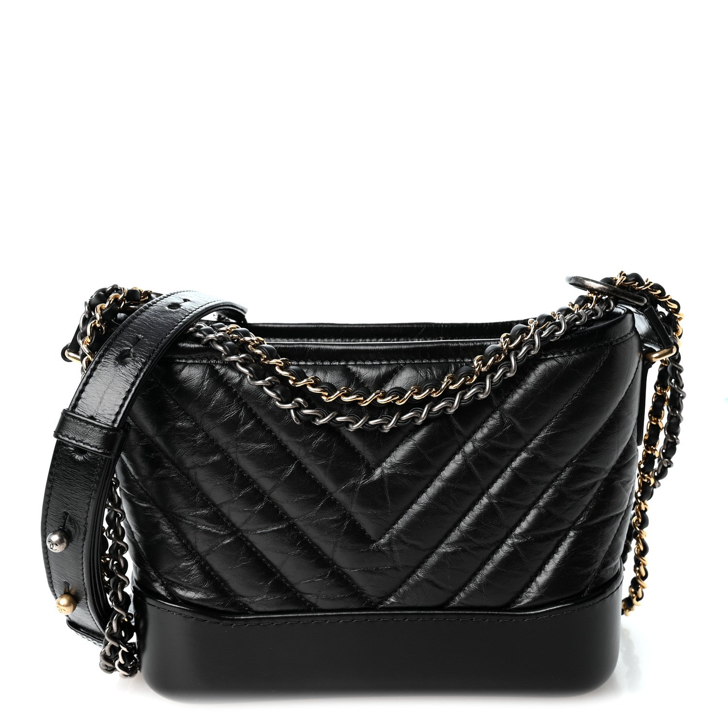 その他 GABRIELLE CHANEL Chanel Aged Calfskin Chevron Quilted Small Gabrielle Hobo Black