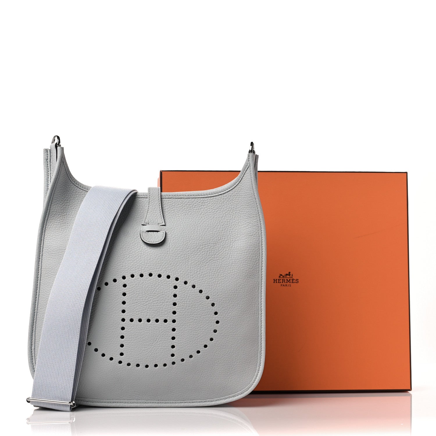 Hermes Taurillon Clemence Evelyne III PM Bleu Pale 9 of 9
