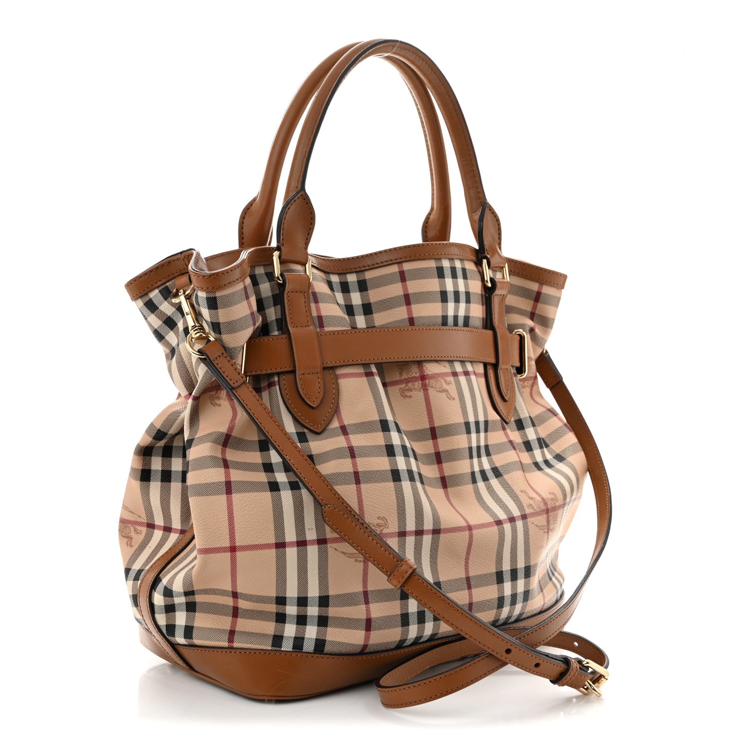 Burberry Haymarket Check Medium Golderton Tote Mid Camel 3 of 12
