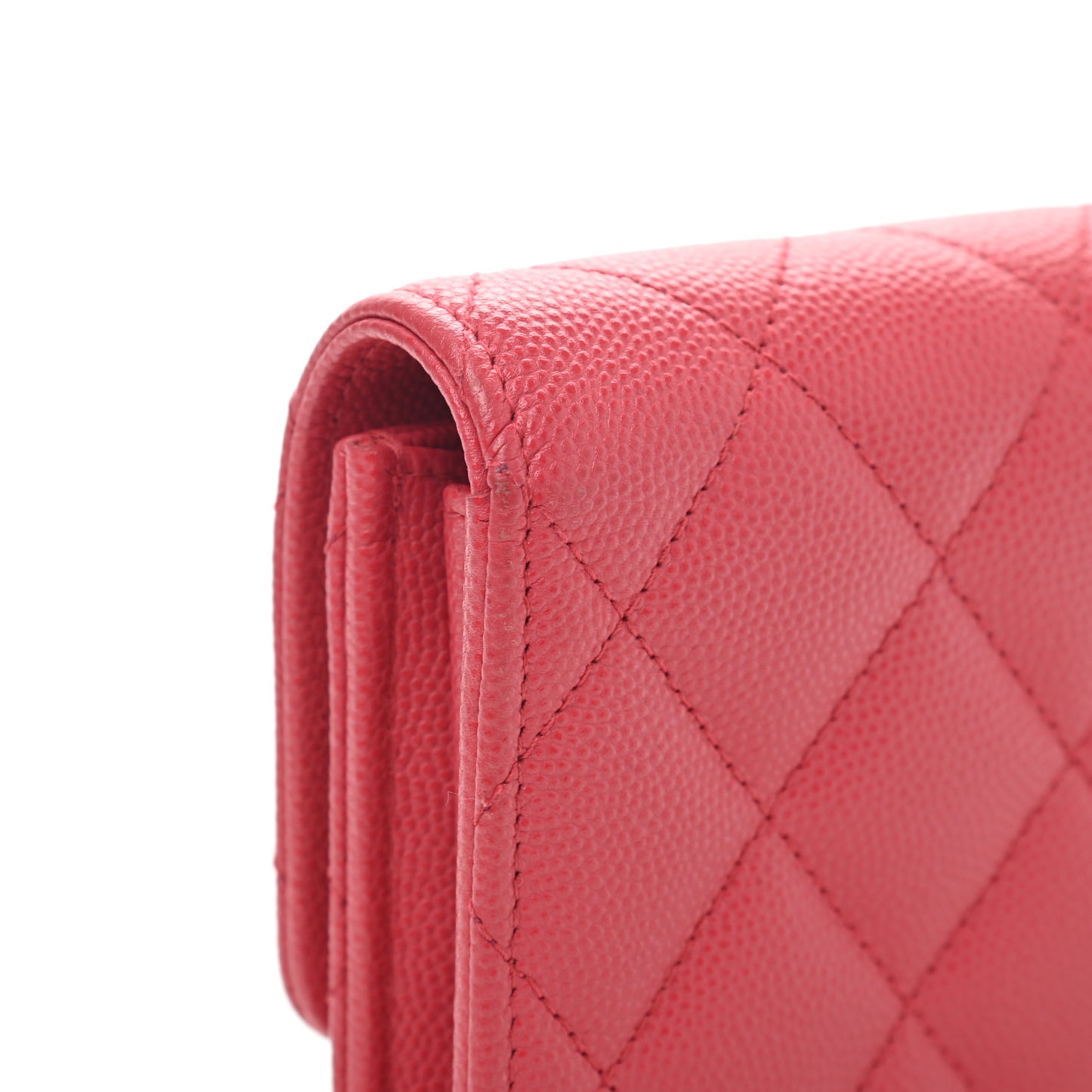 Caviar Quilted Large Gusset Flap Wallet Pink