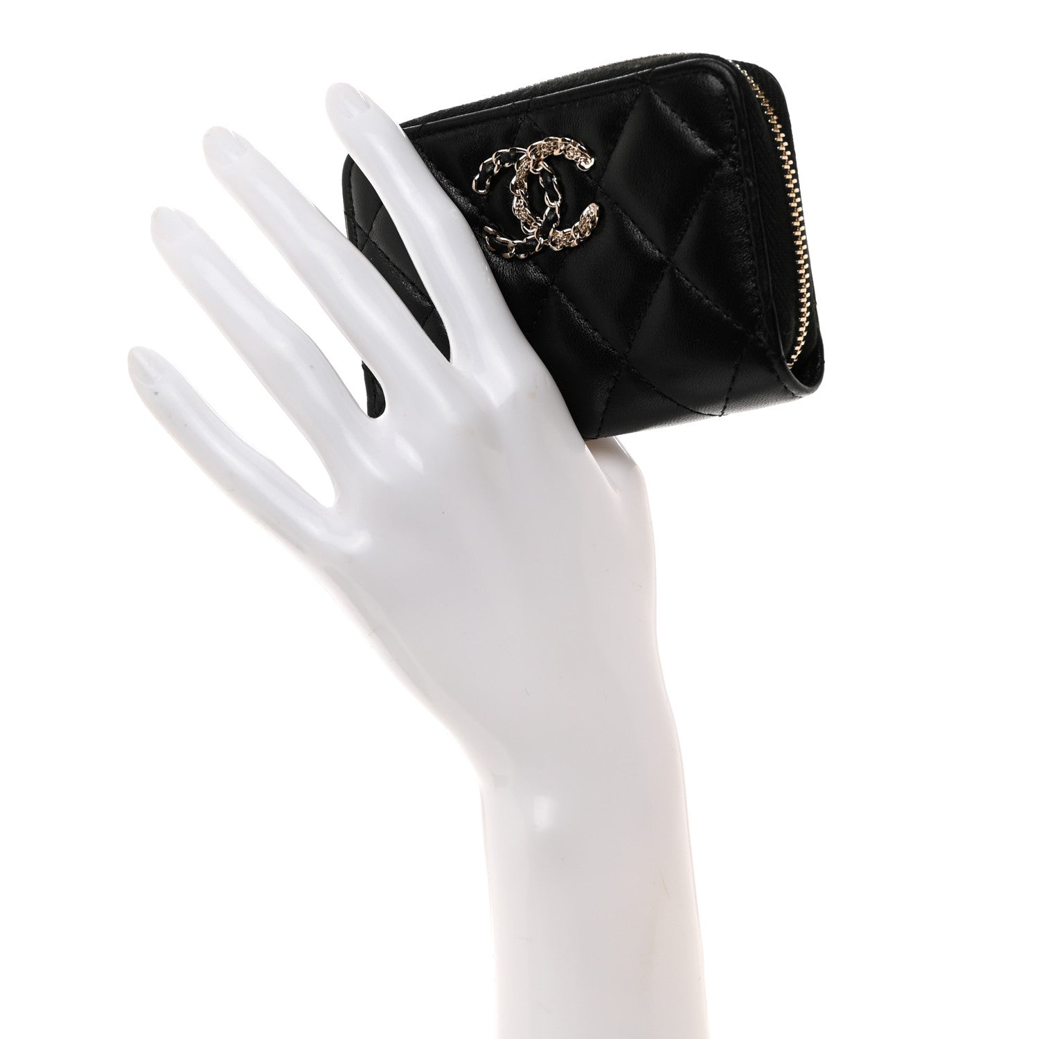 Chanel Lambskin Quilted French New Wave Zip Coin Purse Black 2 of 8
