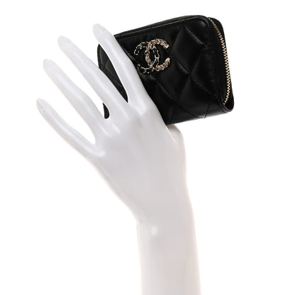 Chanel Lambskin Quilted French New Wave Zip Coin Purse Black 2 of 8