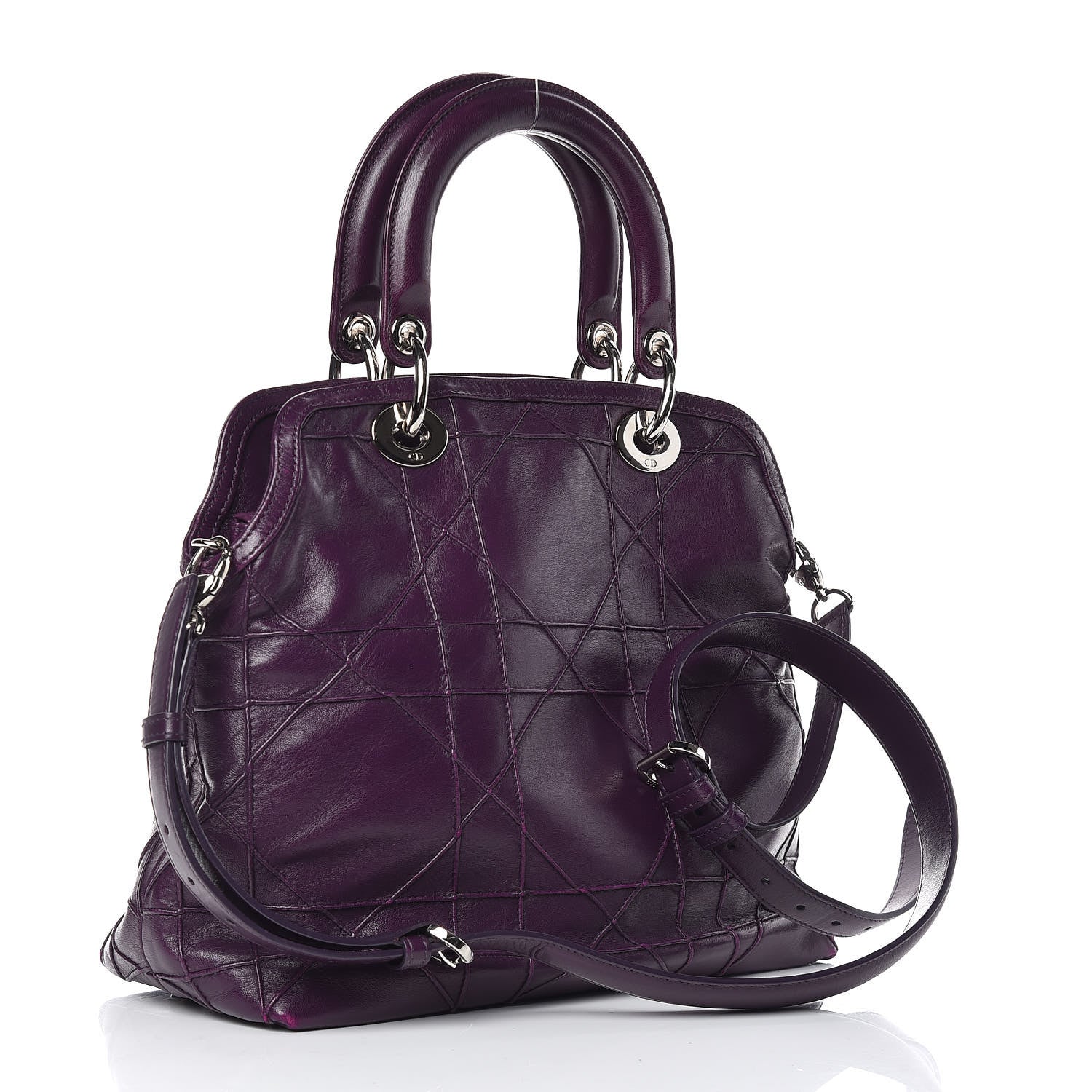 Christian Dior Lambskin Cannage Medium Granville Tote Purple 3 of 15