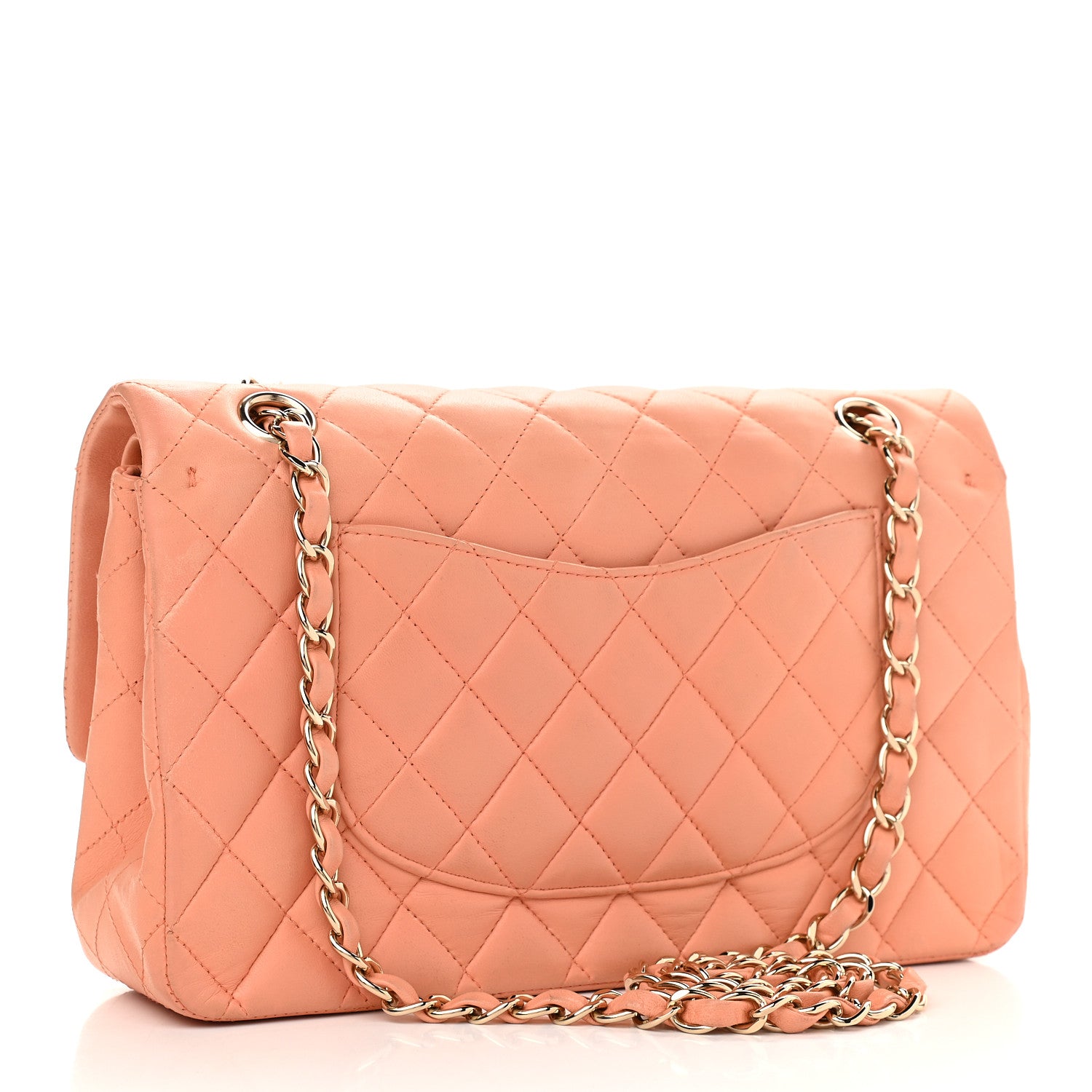 Chanel Lambskin Quilted Medium Double Flap Coral 2 of 14