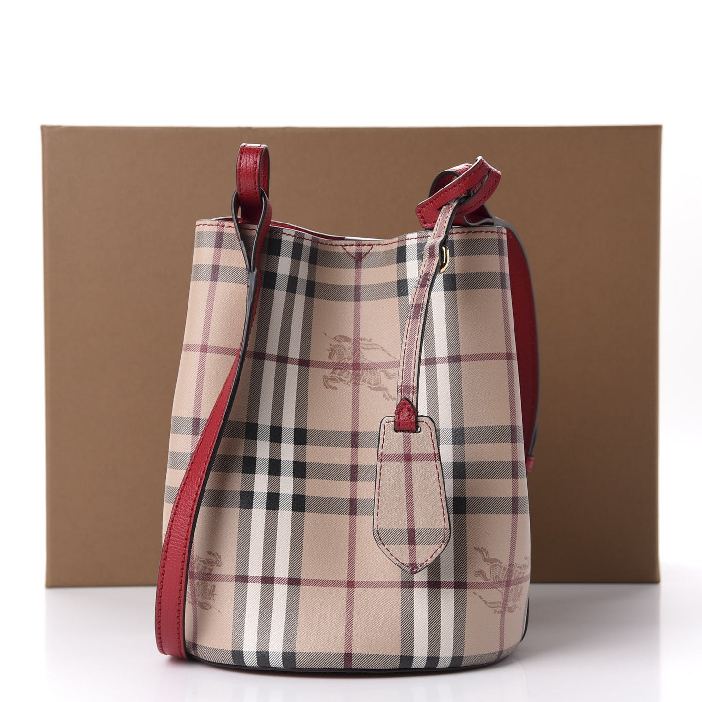 Haymarket Check Colours Small Lorne Bucket Crossbody Poppy Red