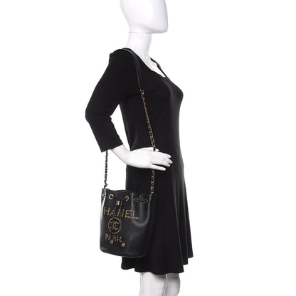 Chanel Caviar Deauville Drawstring Bucket Bag Black 2 of 12