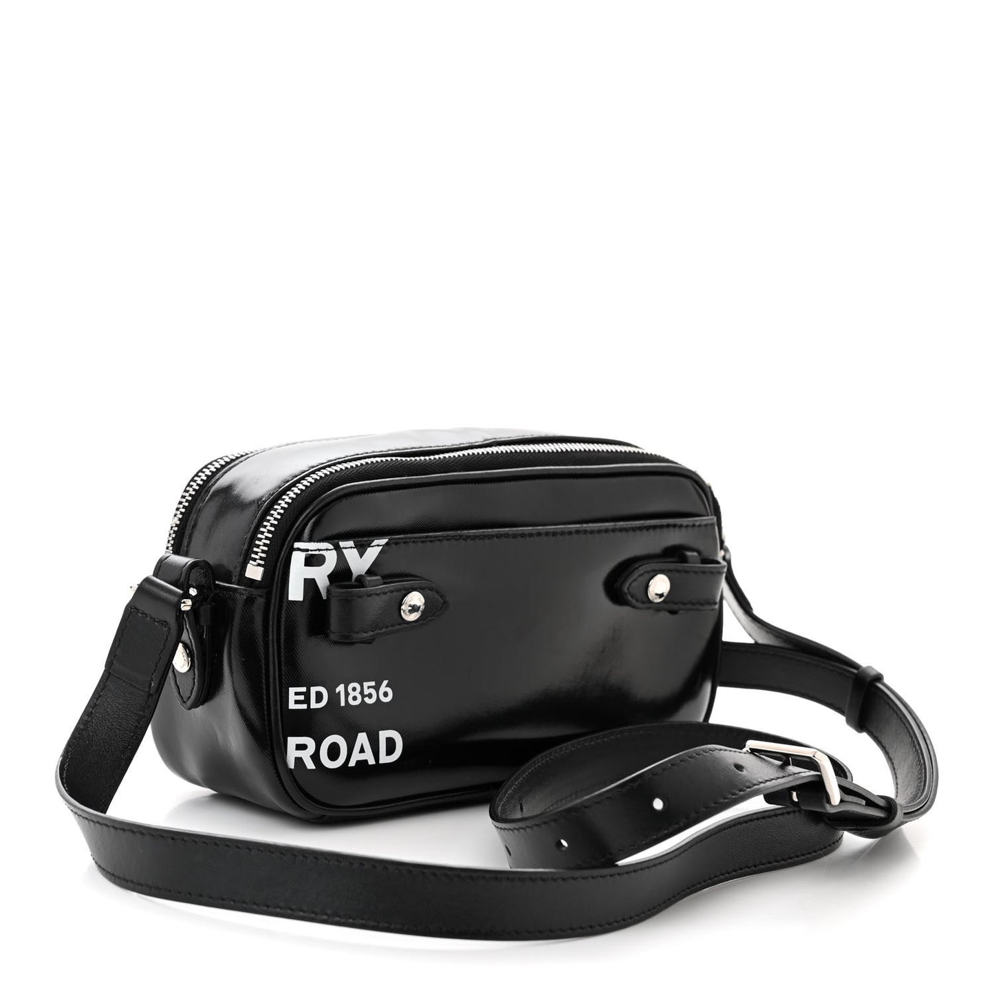 Coated Canvas Horseferry Print Micro Camera Bag Black