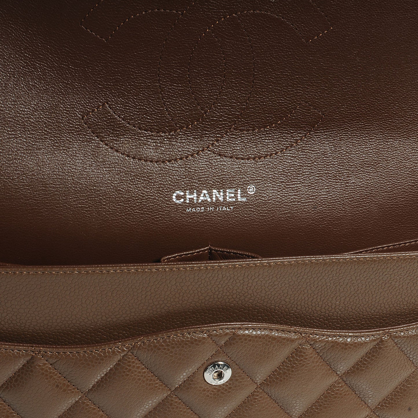 Caviar Quilted Jumbo Double Flap Brown