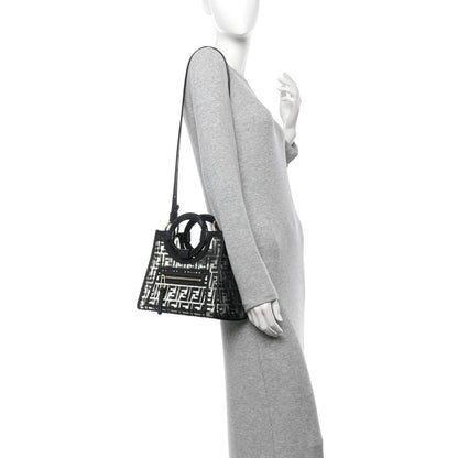 Fendi TPU FF Vitello Century Plexiglass Small Runaway Shopper Tote Black 2 of 11