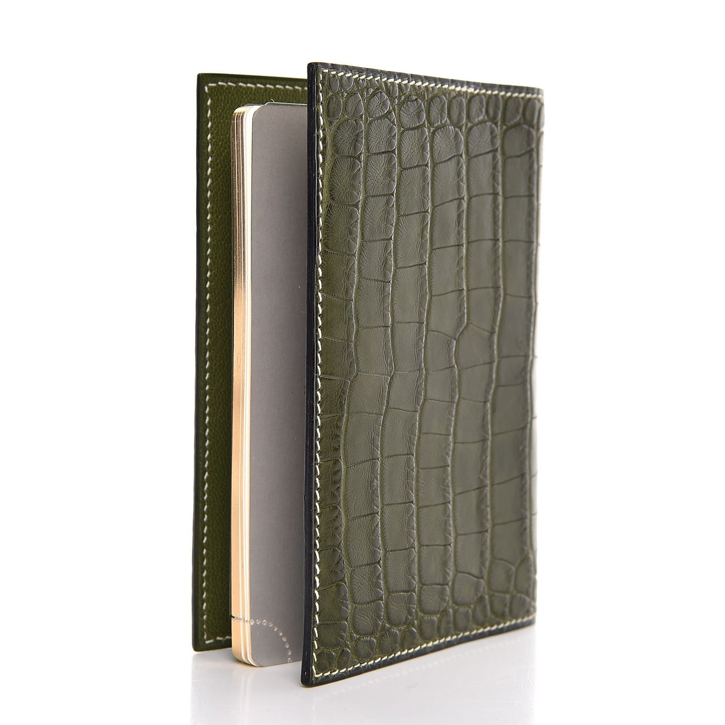 Matte Alligator Globe Trotter Agenda Cover Vert Olive