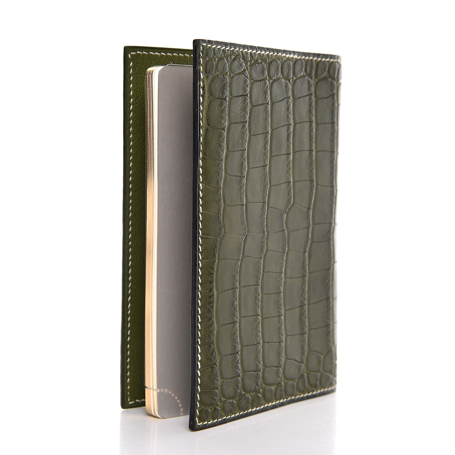 Hermes Matte Alligator Globe Trotter Agenda Cover Vert Olive 3 of 8