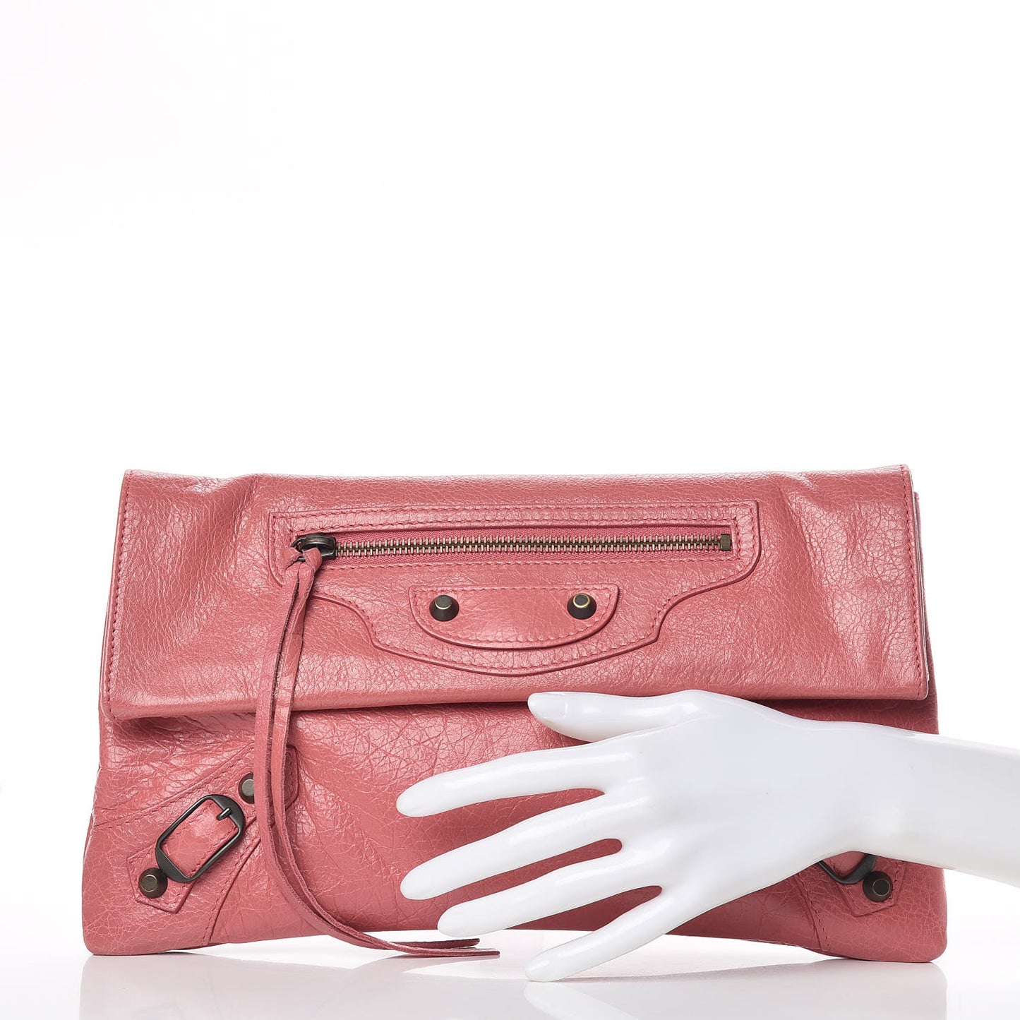 Agneau Classic Hardware Envelope Clutch Rose Bonbon