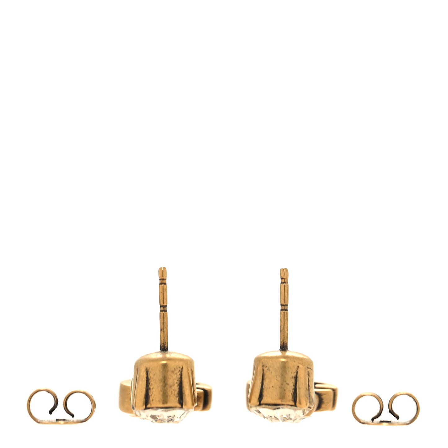 Metal Crystal Double G Chain Drop Earrings Aged Gold