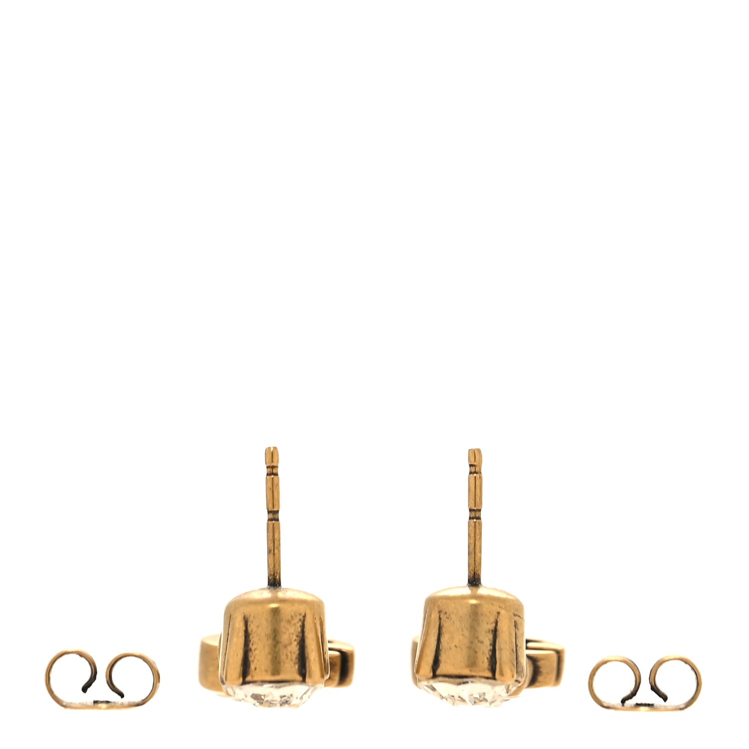Gucci Metal Crystal Double G Chain Drop Earrings Aged Gold 3 of 4