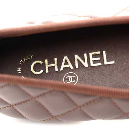 Chanel Lambskin Quilted CC Cap Toe Ballerina Flats 39.5 Chocolate 8 of 11