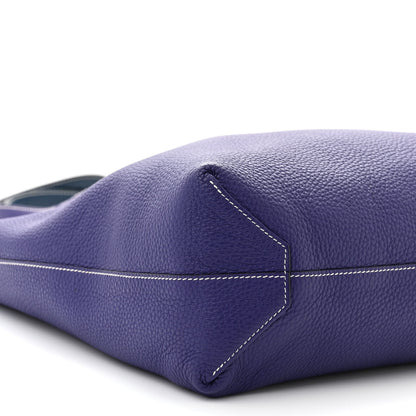 Hermes Taurillon Clemence Double Sens 36 Reversible Tote Iris Bleu De Malte 15 of 17