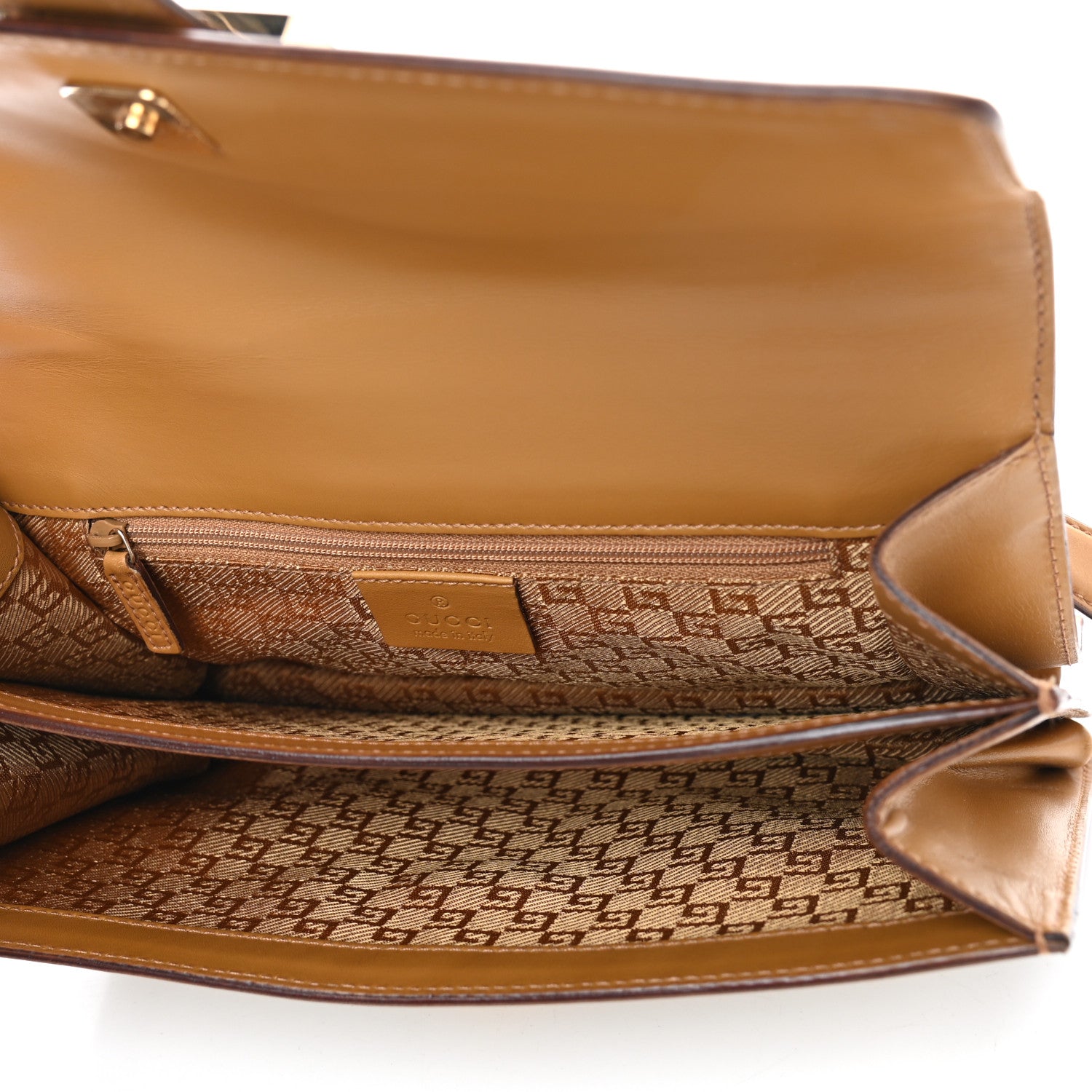 Gucci Calfskin Canvas G Buckle Shoulder Bag Tan 5 of 10