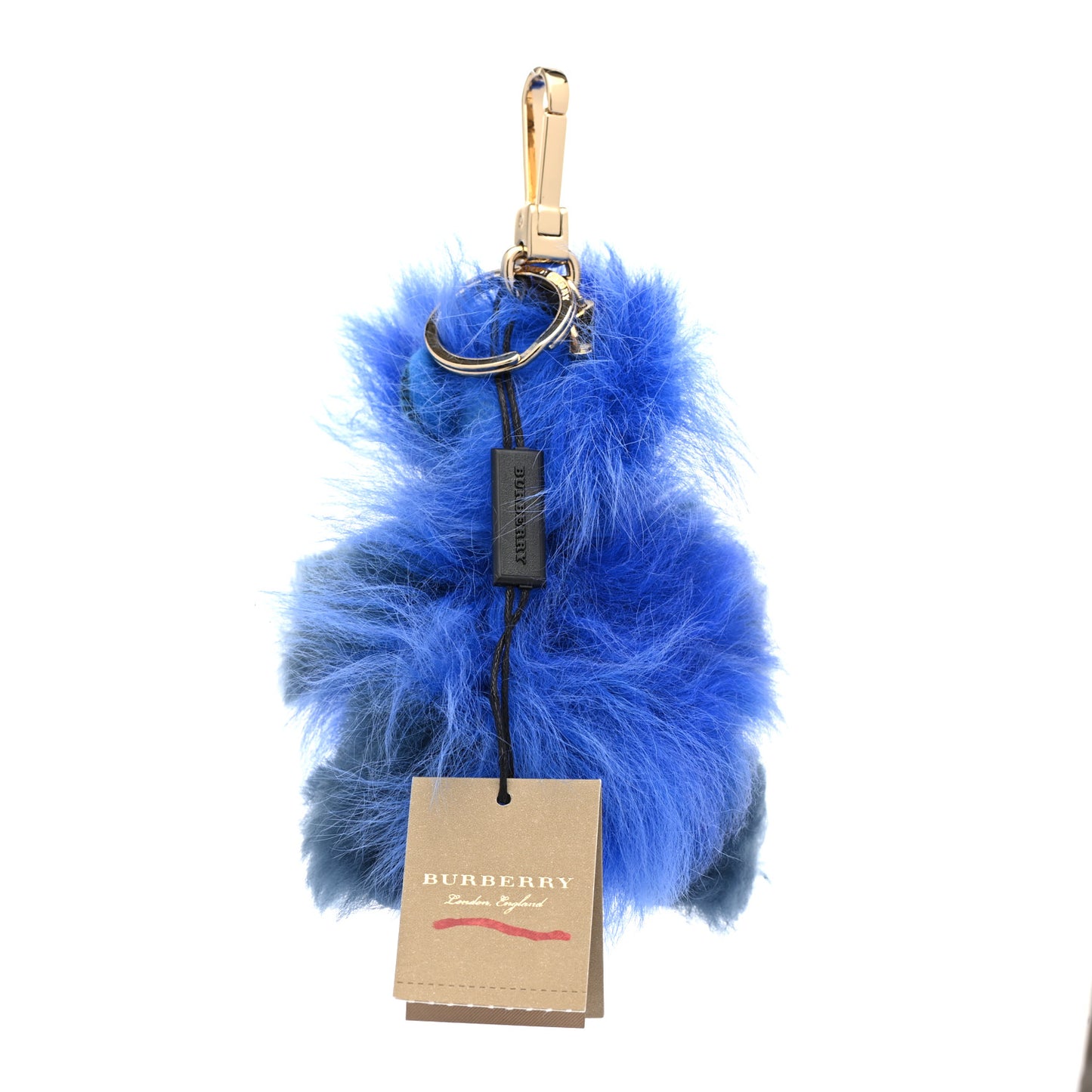 Fur Thomas Pom Pom Teddy Bear Keychain Charm Bright Cornflower Blue