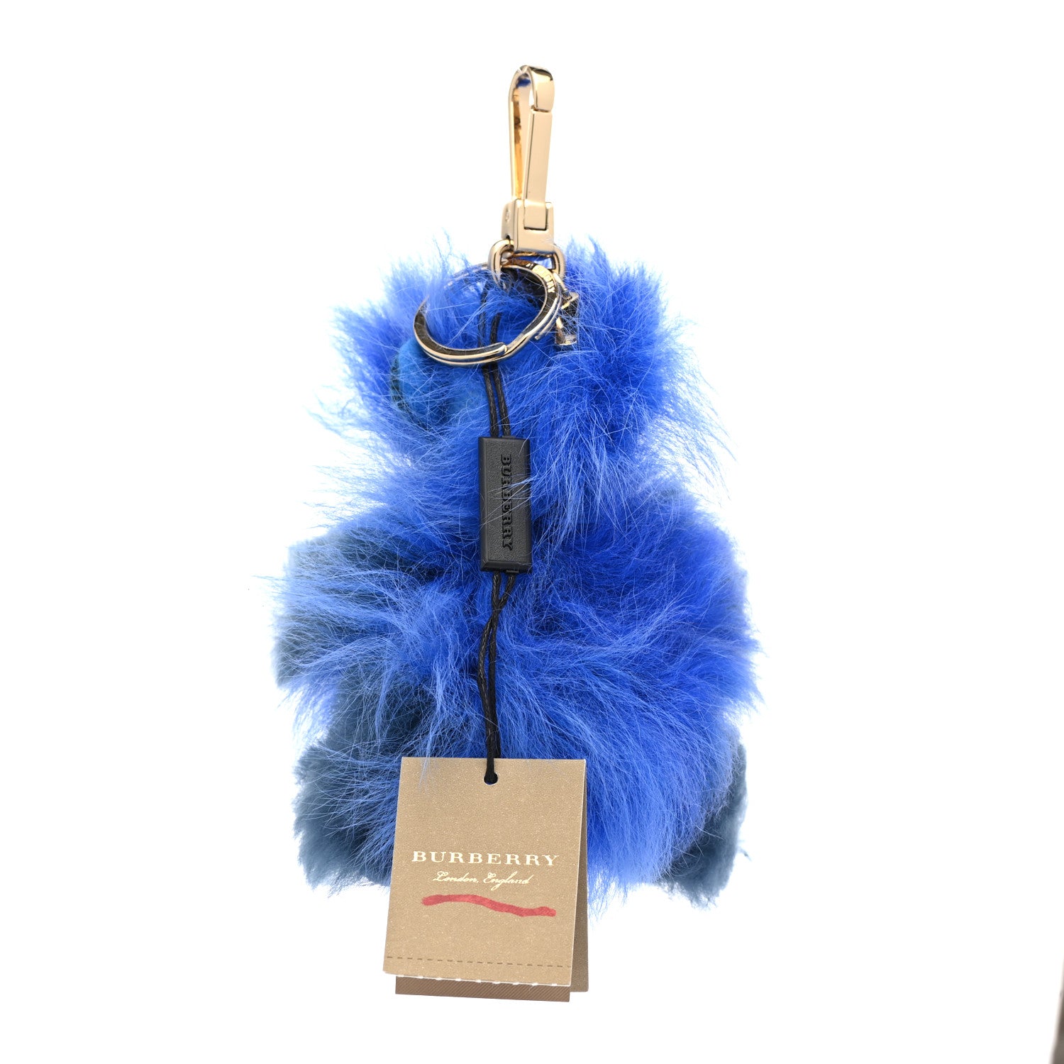 Burberry Fur Thomas Pom Pom Teddy Bear Keychain Charm Bright Cornflower Blue 2 of 5