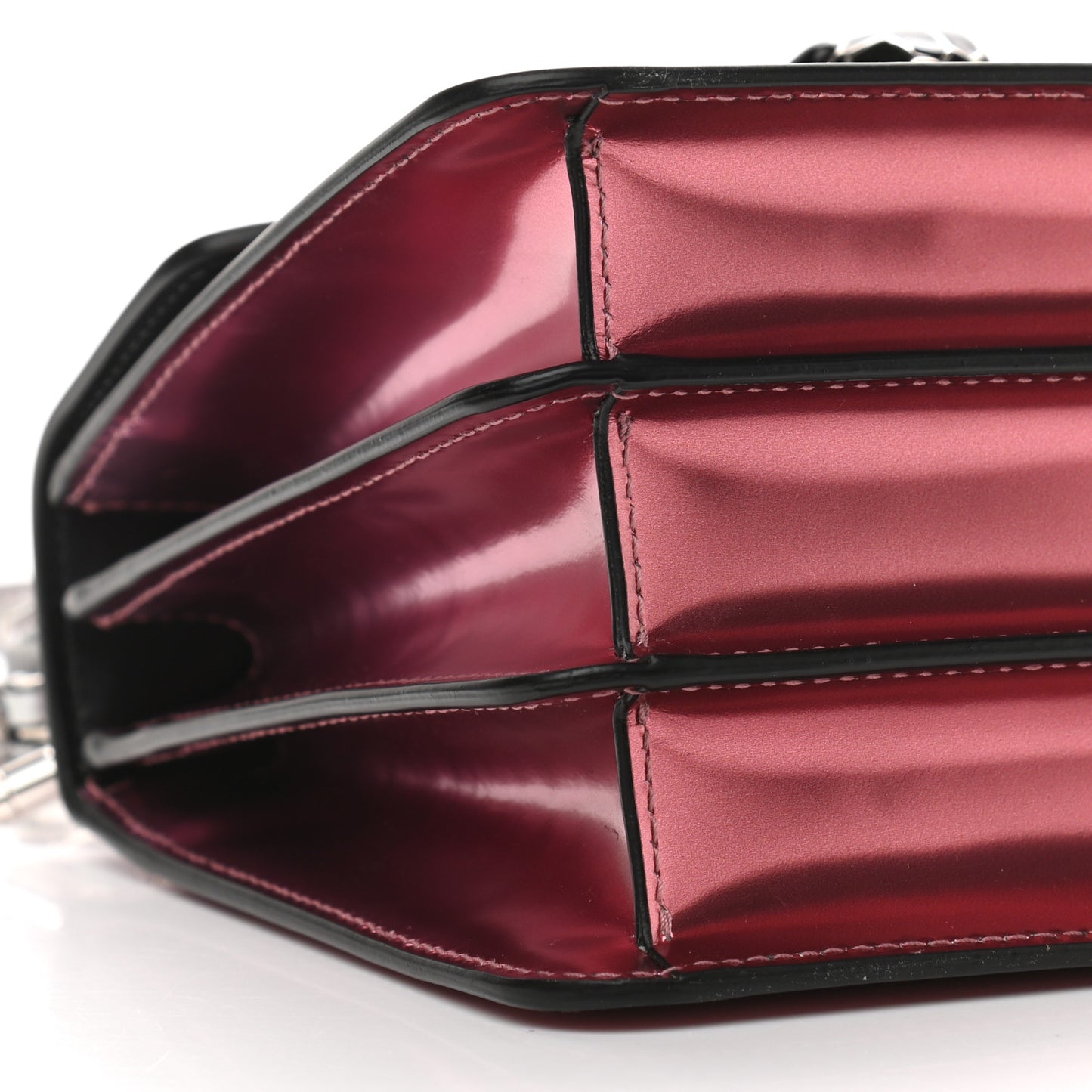Metallic Calfskin Contrast Serpenti Forever Top Handle Silver Pink
