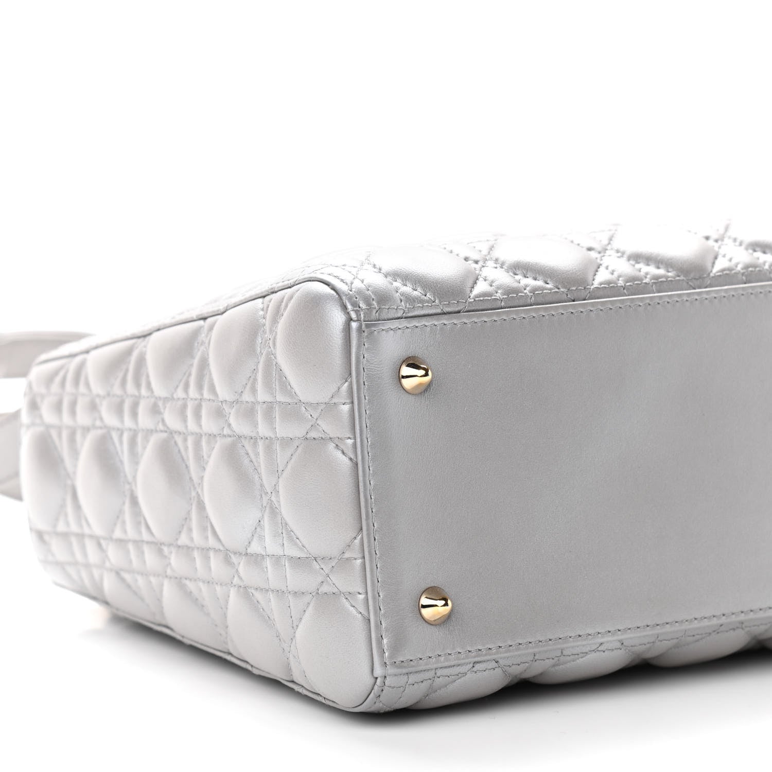 Christian Dior Pearly Lambskin Cannage Medium Lady Dior Grey 8 of 10