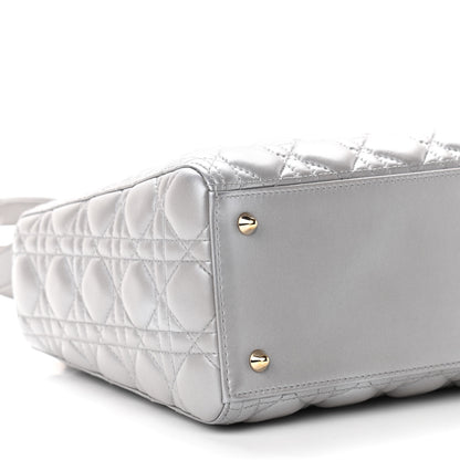 Christian Dior Pearly Lambskin Cannage Medium Lady Dior Grey 8 of 10