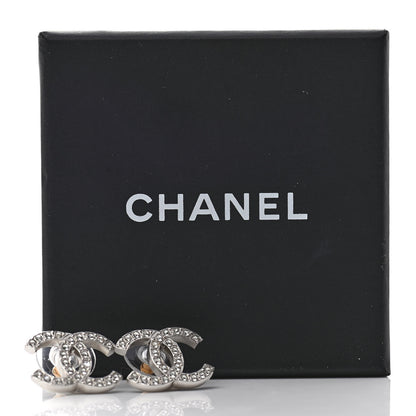 Chanel Crystal CC Earrings Silver 5 of 5
