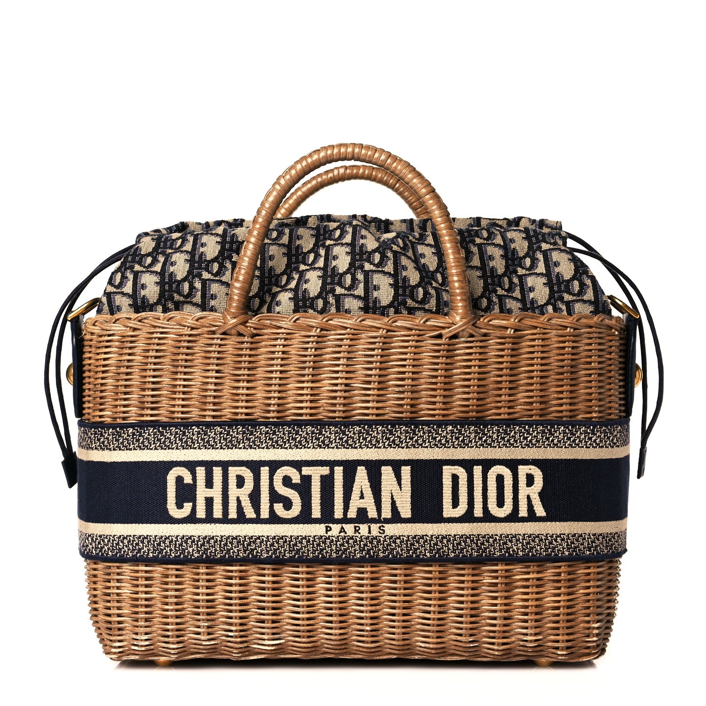 Wicker Oblique Basket Bag Blue