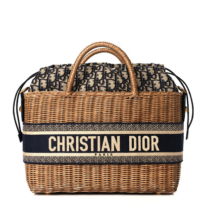 Christian Dior Wicker Oblique Basket Bag Blue 1 of 11