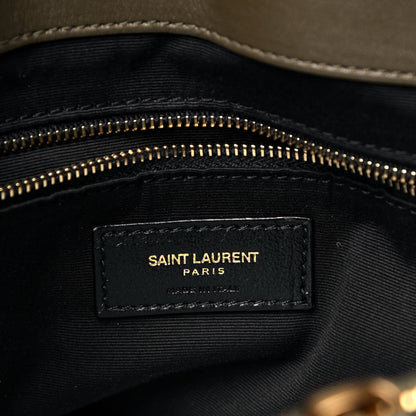 Saint Laurent Suede Y Quilted Monogram Medium Loulou Chain Satchel Olive 6 of 9
