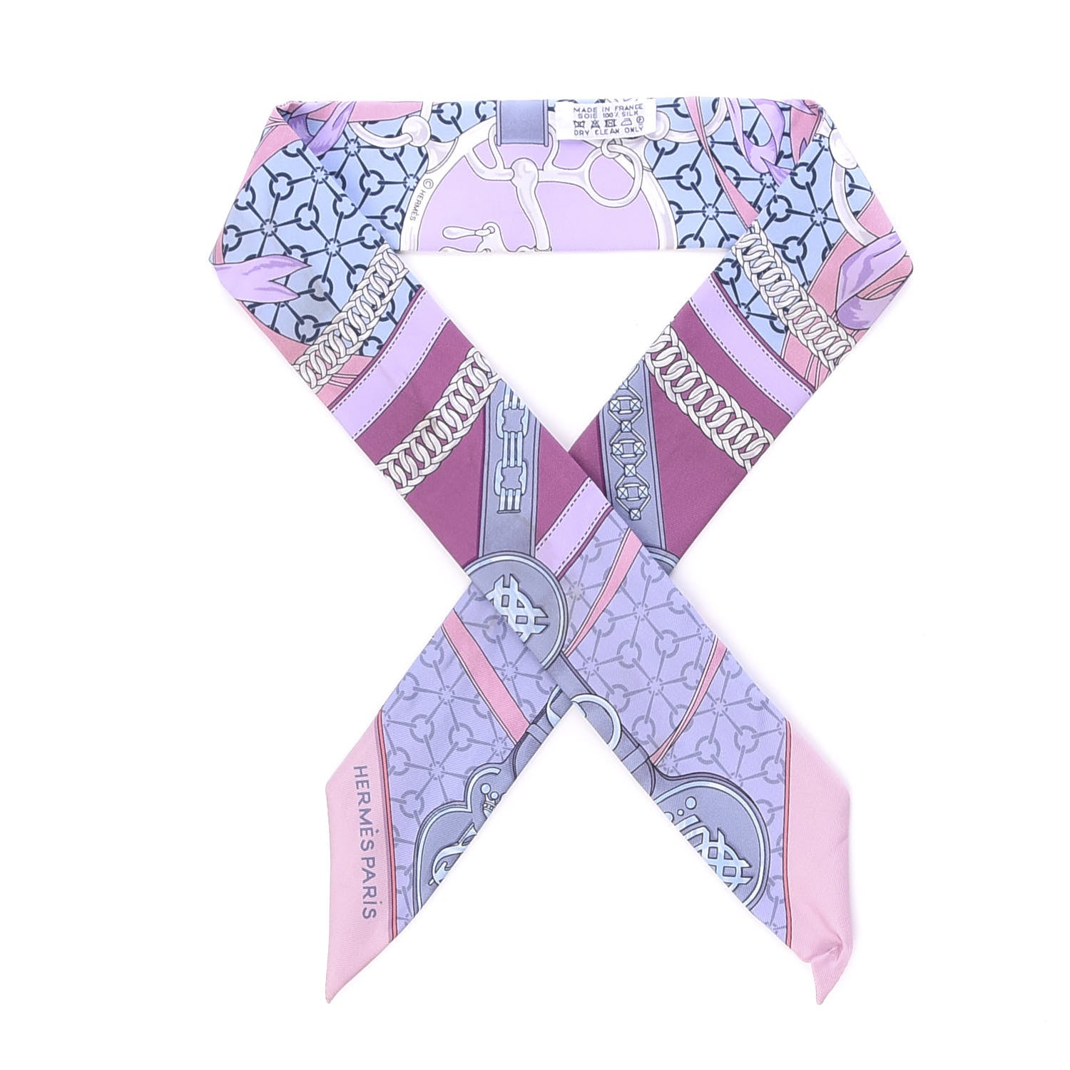 Hermes Silk La Promenade Du Matin Twilly Mauve Ciel Gris 1 of 6