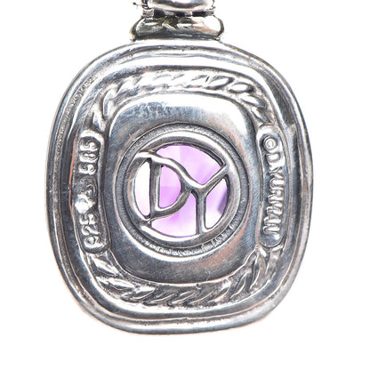 David Yurman Sterling Silver 14K Yellow Gold Amethyst 12mm Albion Enhancer Pendant 3 of 9