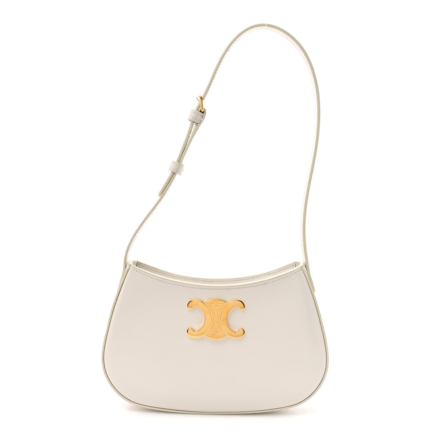 Shiny Calfskin Medium Tilly Triomphe Shoulder Bag Rice