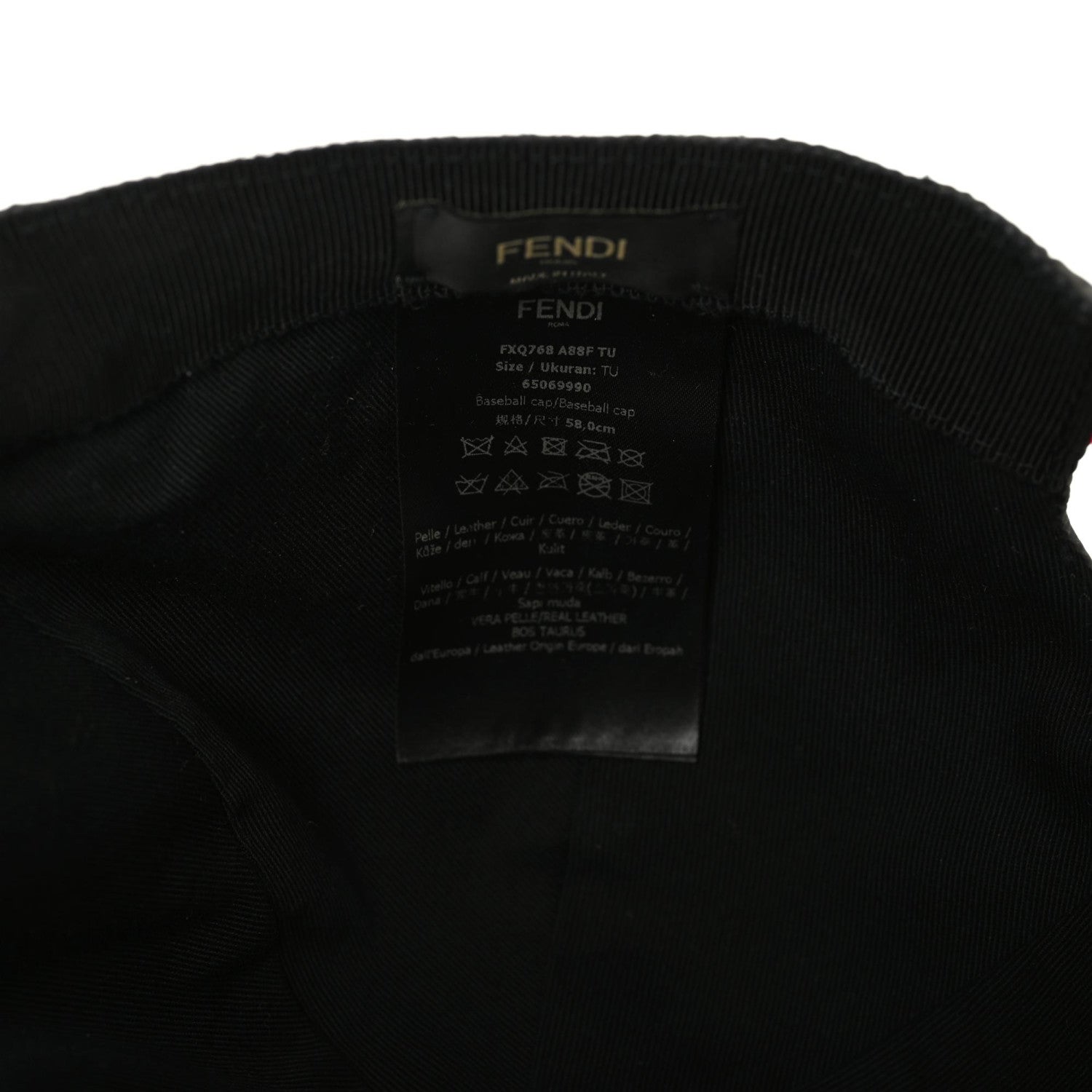 Fendi Nylon Vitello Monster Eyes Baseball Hat 58 Black Pink 7 of 7