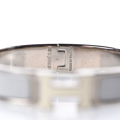 Hermes Enamel Narrow Clic Clac H Bracelet PM Blanc Gris Clair 4 of 6