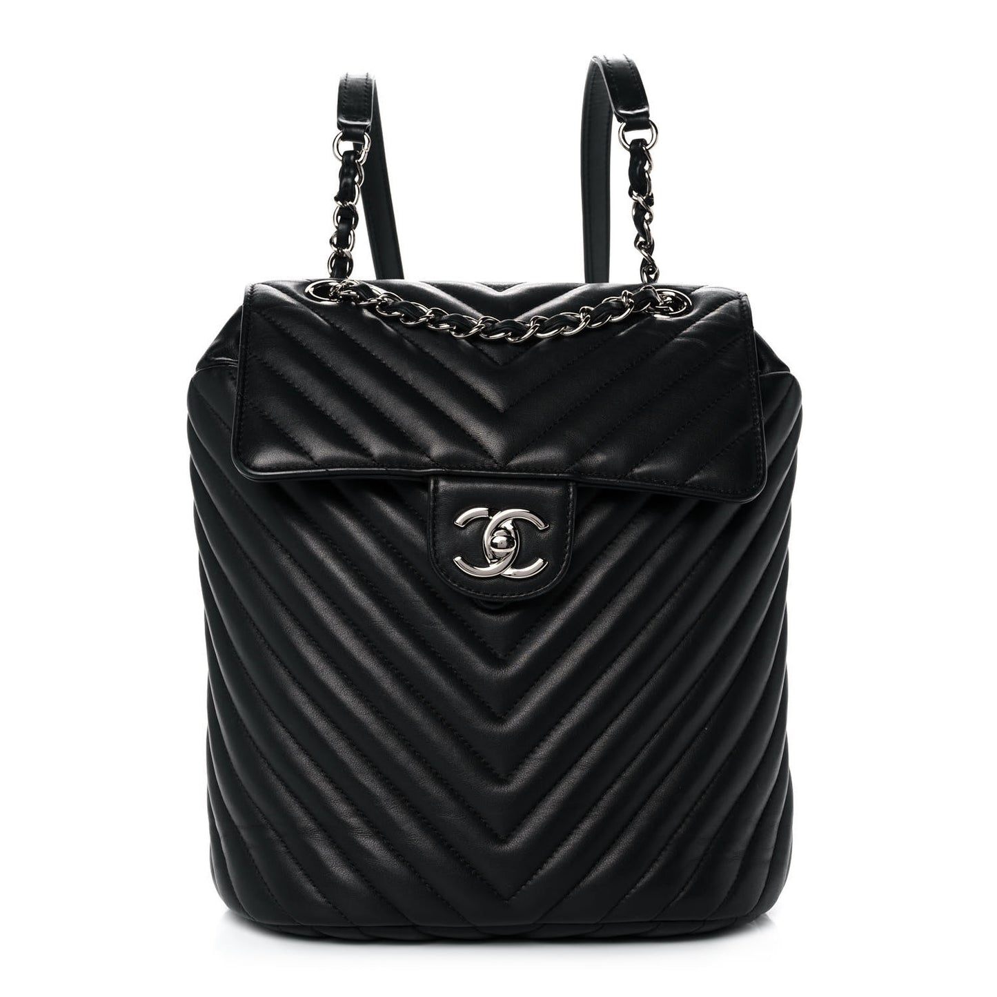 Calfskin Chevron Quilted Small Urban Spirit Backpack Black