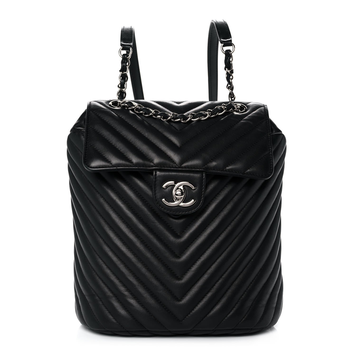 Chanel Calfskin Chevron Quilted Small Urban Spirit Backpack Black 1 of 11