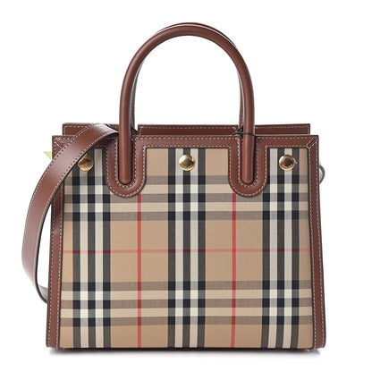 Burberry Calfskin Vintage Check Mini Two Handle Title Bag Archive Beige 1 of 7