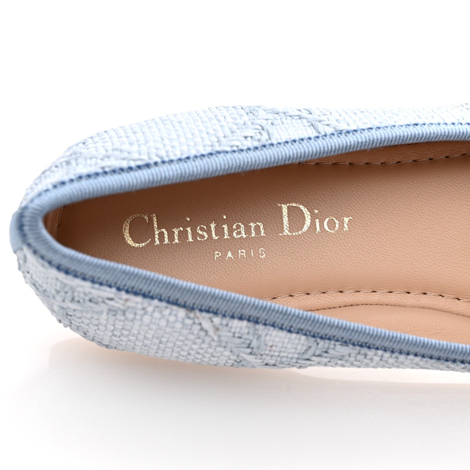 Christian Dior Raffia Cannage Ballet Flat 38.5 Bleu Pastel 8 of 10
