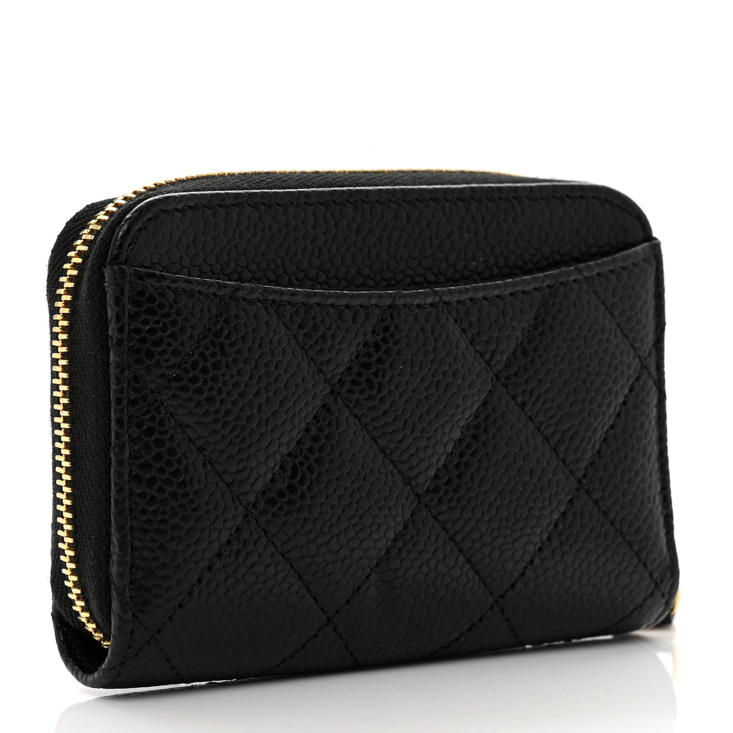 Caviar Quilted Classic Zipped Coin Purse Black