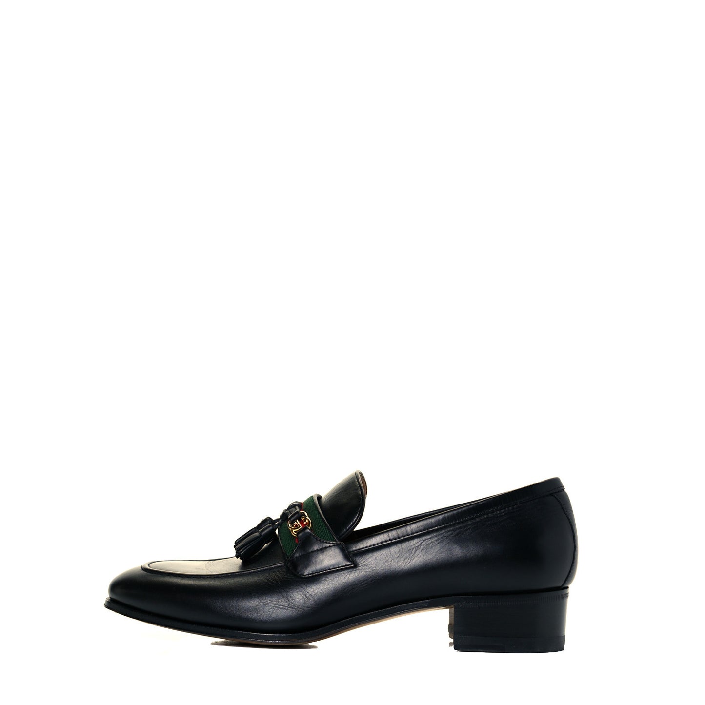 Calfskin Web Interlocking G Tassel Loafers 38.5 Black