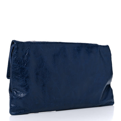 Balenciaga Agneau Giant 12 Gold Hardware Envelope Clutch Bleu Mineral 3 of 16