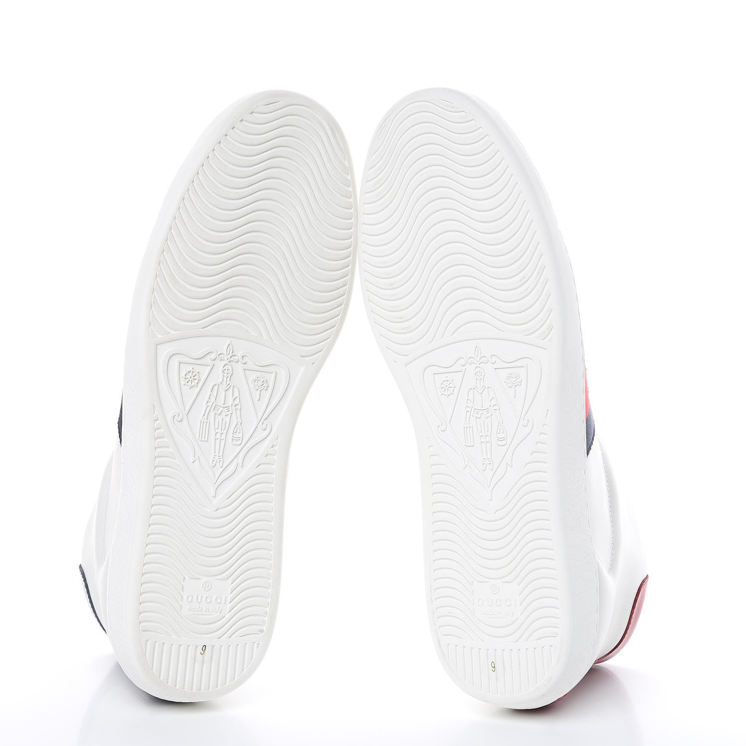 Gucci Calfskin Miro Soft Web Bee Embroidered Mens Ace High Top Sneakers 9 White 5 of 9