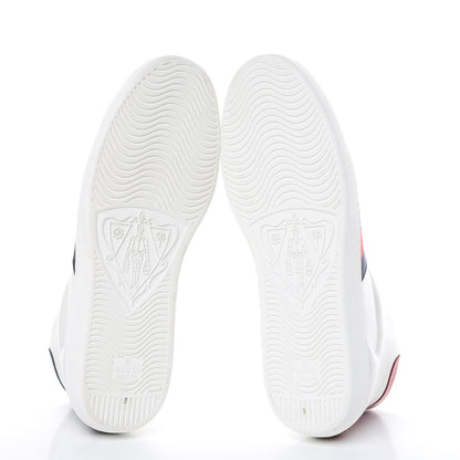 Gucci Calfskin Miro Soft Web Bee Embroidered Mens Ace High Top Sneakers 9 White 5 of 9