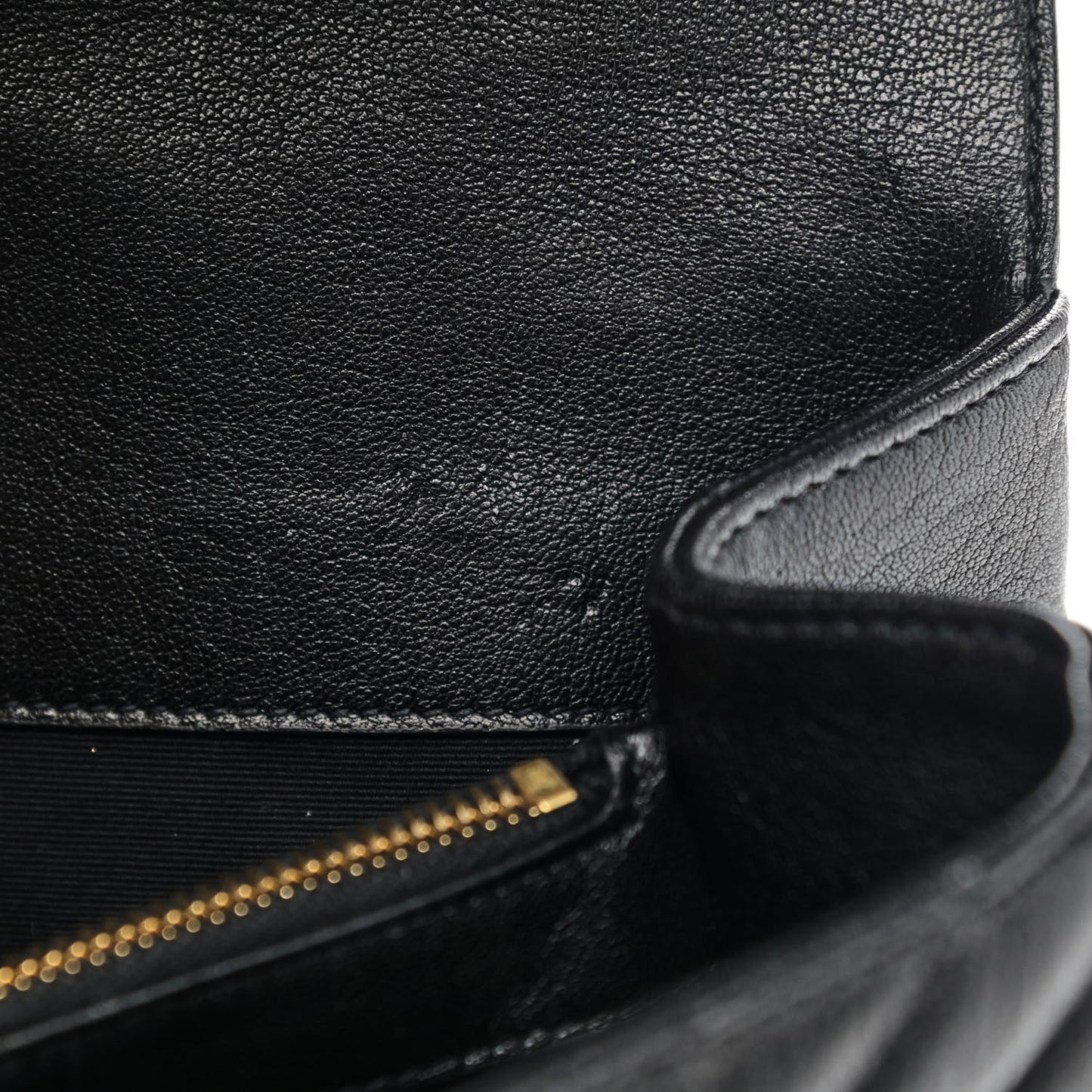 Sheepskin Matelasse Chevron Monogram Large College Satchel Black