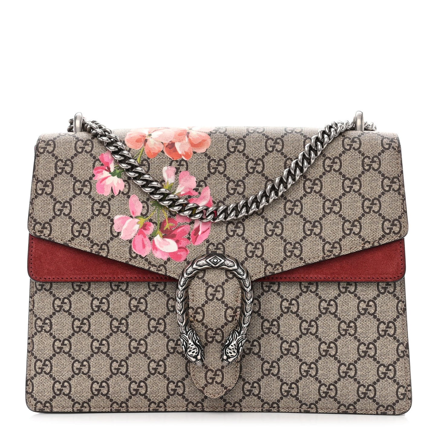 GG Supreme Monogram Blooms Medium Dionysus Shoulder Bag Beige Multicolor Dry Rose