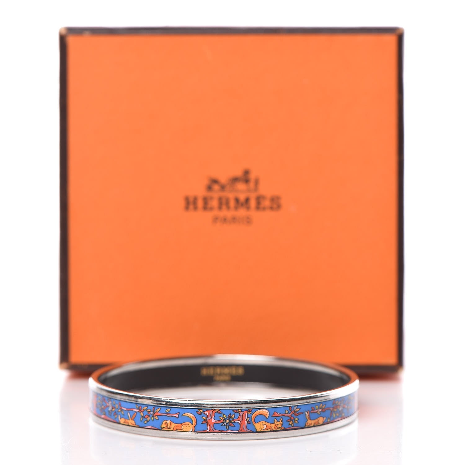 Hermes Enamel Printed Narrow Forest Animals Bracelet 65 6 of 6