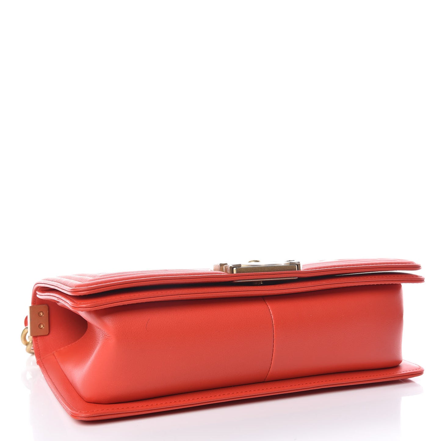 Calfskin Chevron Quilted Medium Boy Flap Red