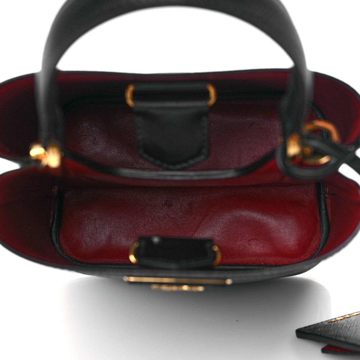 Saffiano Cuir Small Panier Bucket Bag Black Fuoco