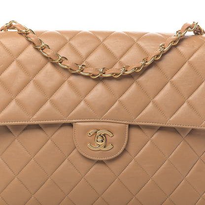 Chanel Lambskin Quilted Maxi Single Flap Beige 10 of 13